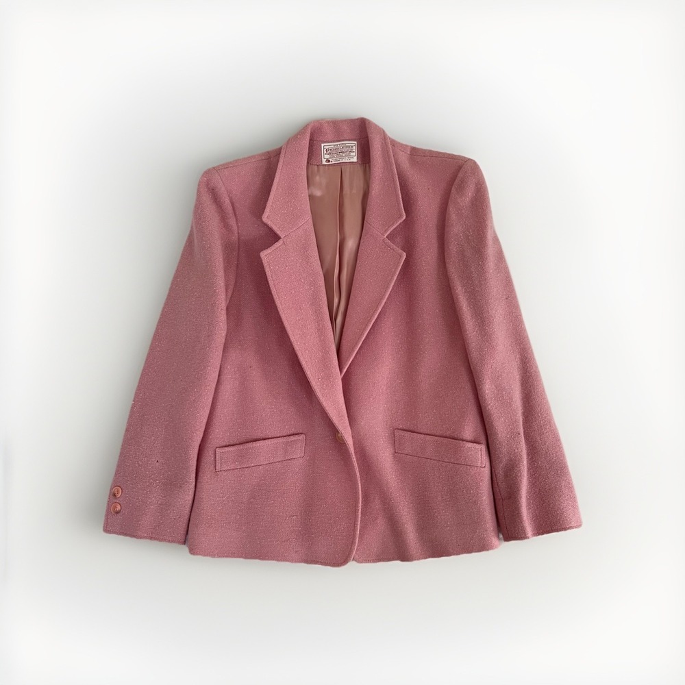 Pendleton Wool Blazer Womens 8 Petites Pink VTG Preppy Office Career Made In USA